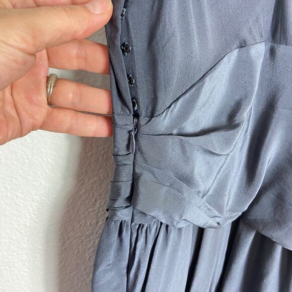 Phillip Lim Silk Dress Size 6 Slate Gray Sleeveless Ruched Cocktail Minimalist - Picture 5 of 13